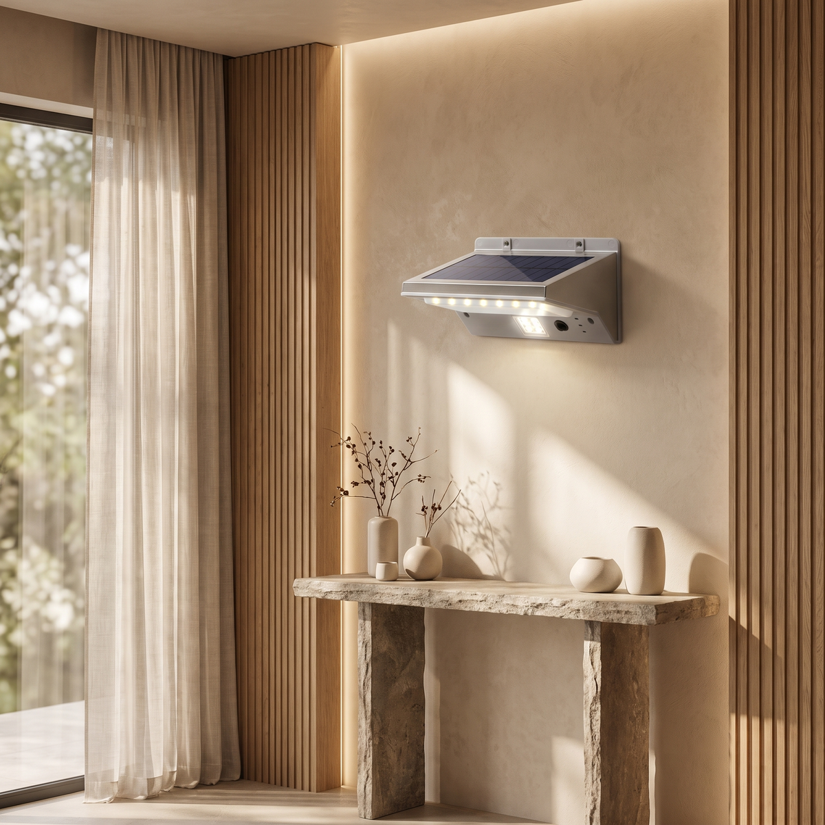 Roseline Weatherproof Solar LED Wall Sconce for Garden Walls and Patio Steps