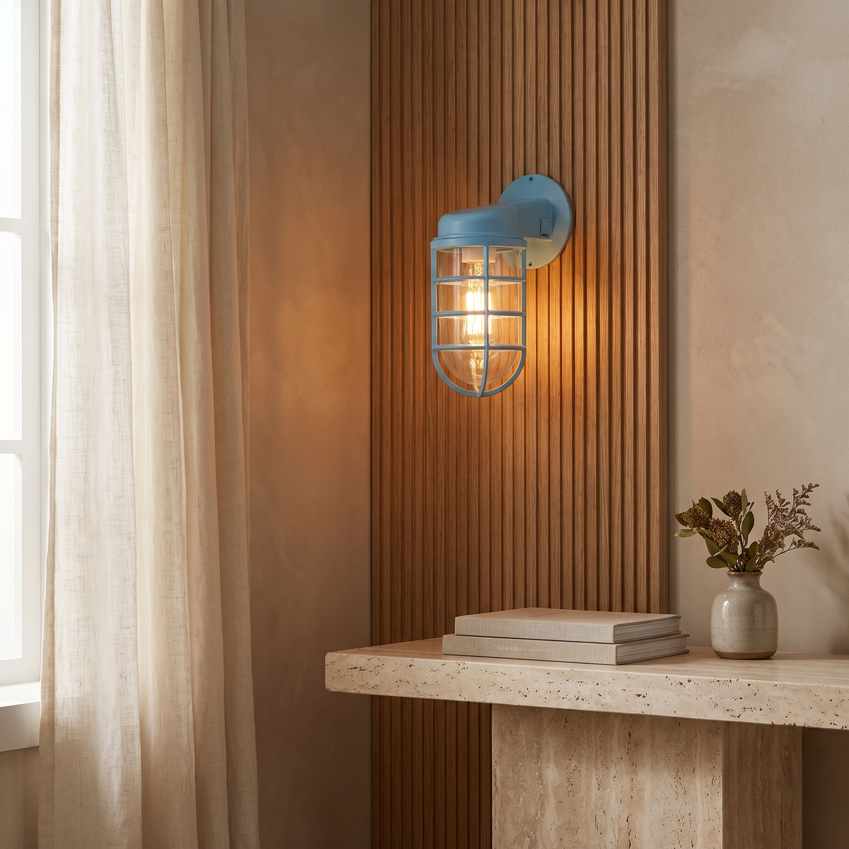 Ulvienne Industrial Aluminum Cage LED Wall Sconce for Entryway and Stairwell