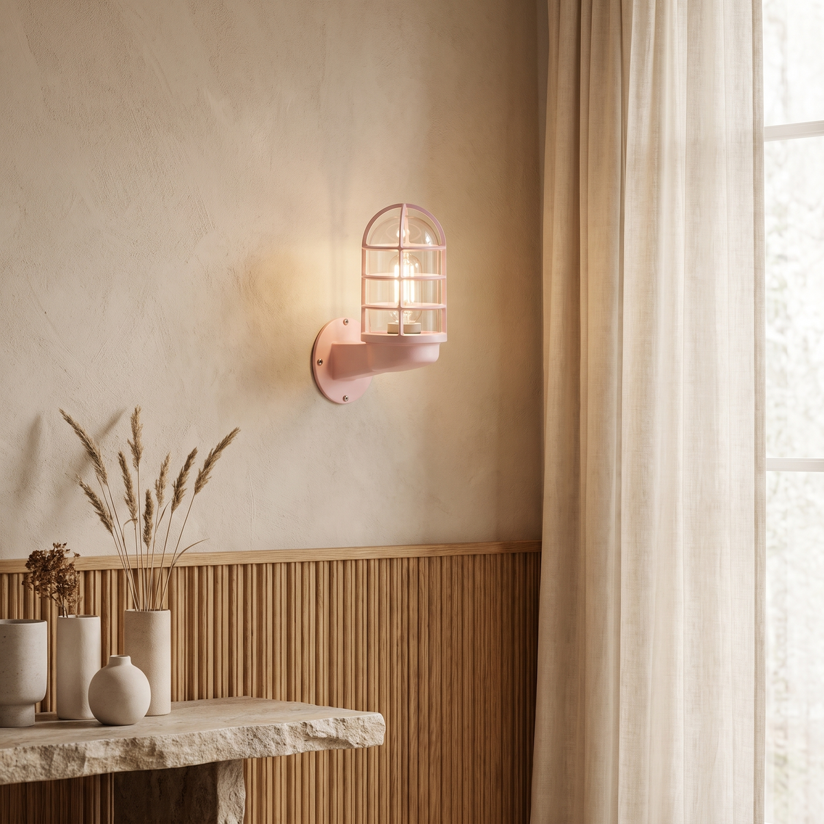 Ulvienne Industrial Aluminum Cage LED Wall Sconce for Entryway and Stairwell