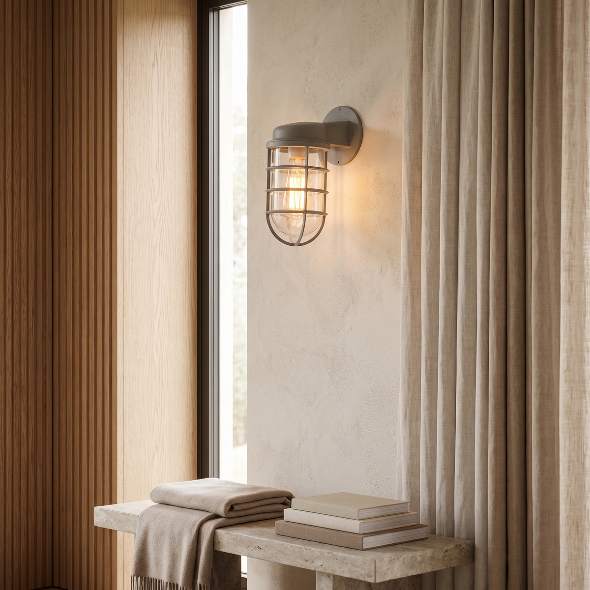 Ulvienne Industrial Aluminum Cage LED Wall Sconce for Entryway and Stairwell