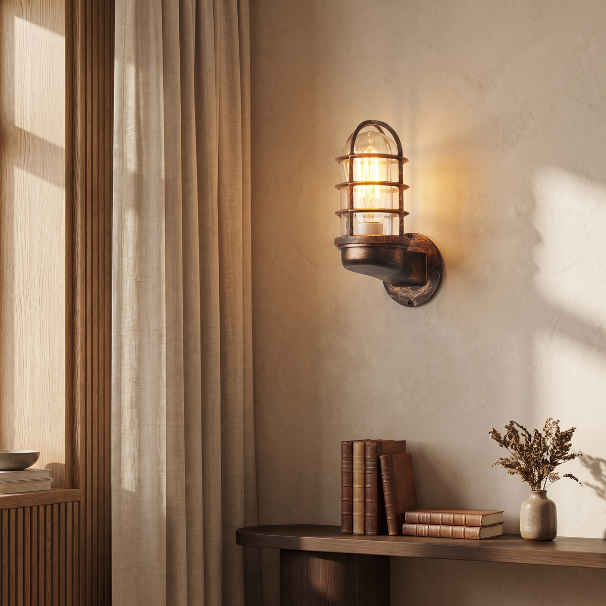 Ulvienne Industrial Aluminum Cage LED Wall Sconce for Entryway and Stairwell