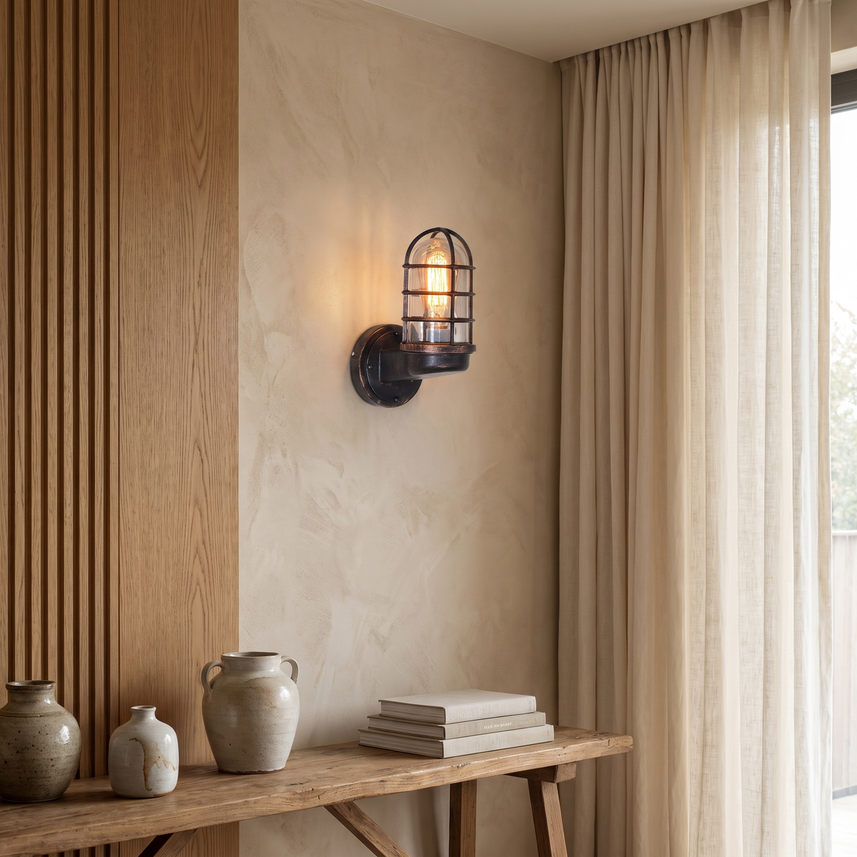 Ulvienne Industrial Aluminum Cage LED Wall Sconce for Entryway and Stairwell