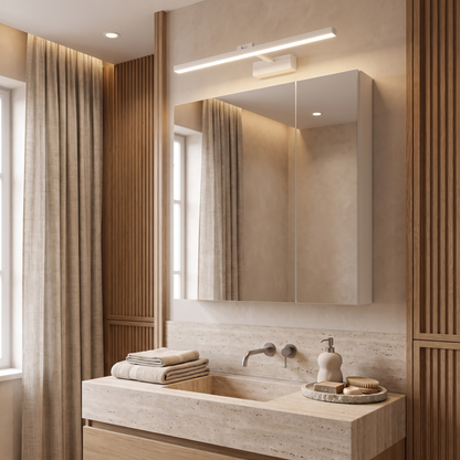 Merveille Minimalist Aluminum LED Vanity Light with PC Diffuser for Bathroom Mirror