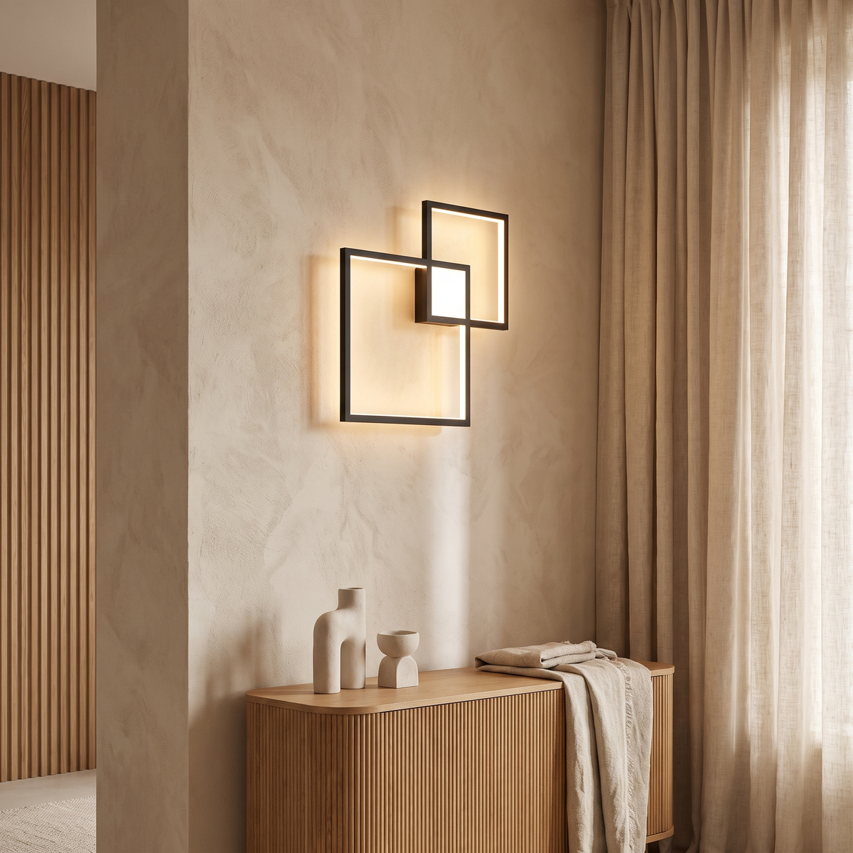 Grisaille Minimalist Square Aluminum Alloy LED Wall Sconce with Remote Dimming