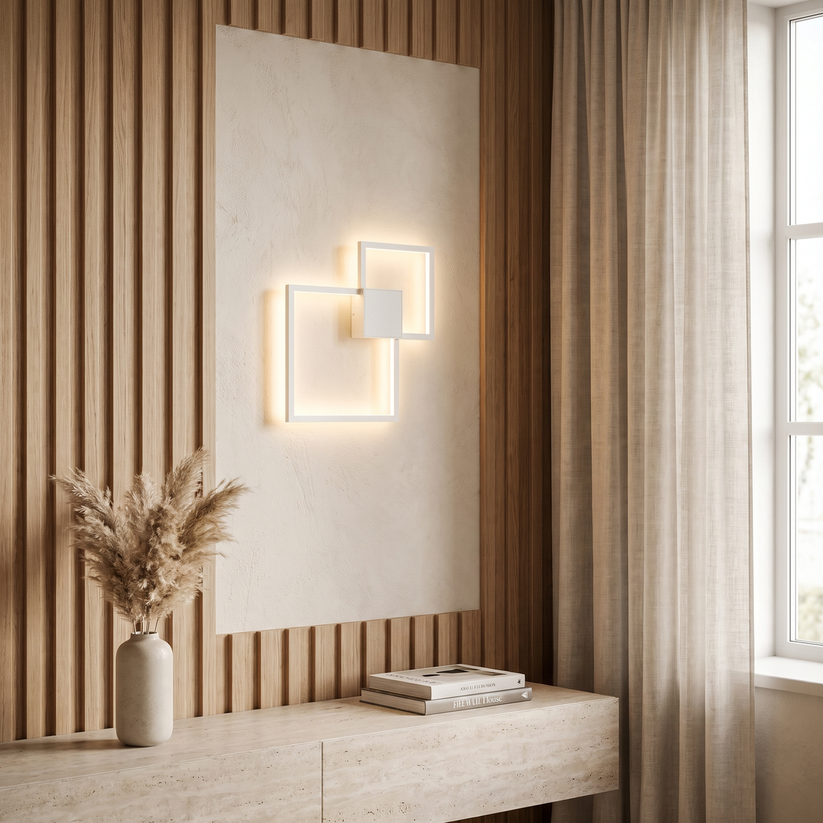 Grisaille Minimalist Square Aluminum Alloy LED Wall Sconce with Remote Dimming