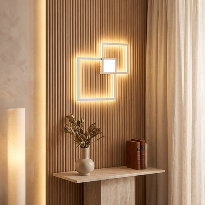 Grisaille Minimalist Square Aluminum Alloy LED Wall Sconce with Remote Dimming