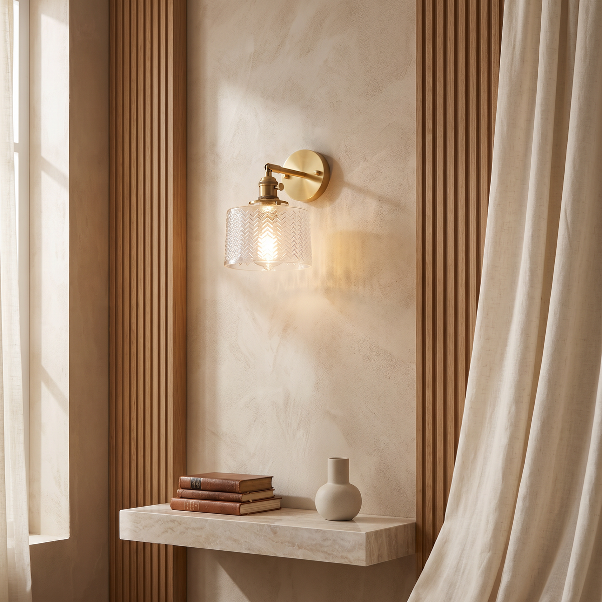 Verrocchio Nordic Brass Cylinder Wall Sconce for Headboard and Hallway Lighting