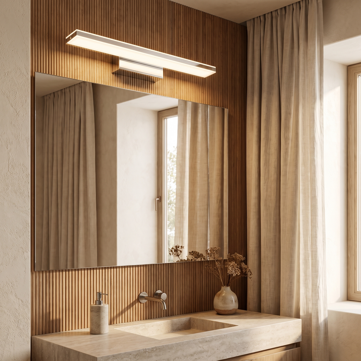 Nivelle Minimalist Stainless Steel Anti-Fog LED Vanity Light for Bathroom Mirror