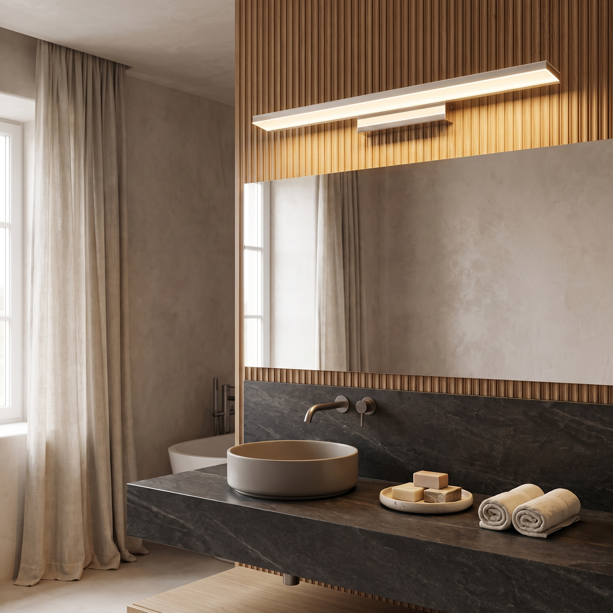 Nivelle Minimalist Stainless Steel Anti-Fog LED Vanity Light for Bathroom Mirror