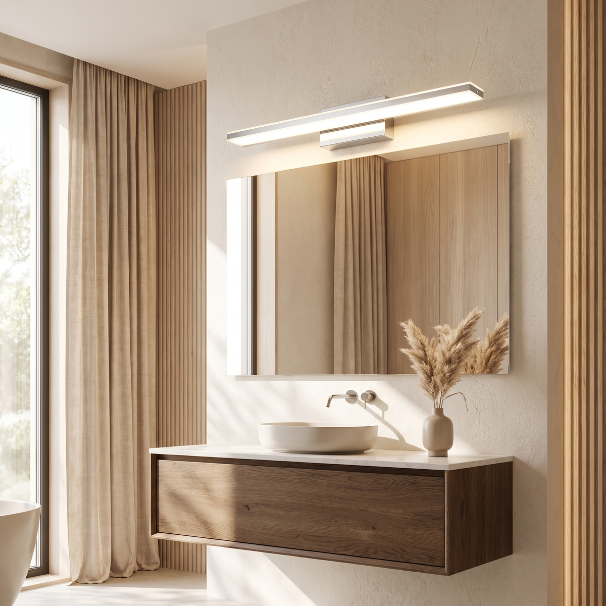 Nivelle Minimalist Stainless Steel Anti-Fog LED Vanity Light for Bathroom Mirror