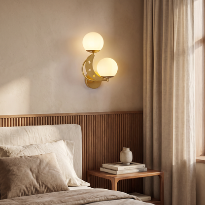 Zabrielle Nordic Iron Glass Globe Wall Sconce with Moon and Star Cutouts