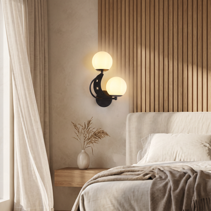Zabrielle Nordic Iron Glass Globe Wall Sconce with Moon and Star Cutouts