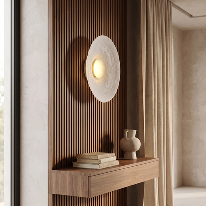 Solveine Minimalist Clear Resin Disc LED Wall Sconce for Hallway Accent Lighting