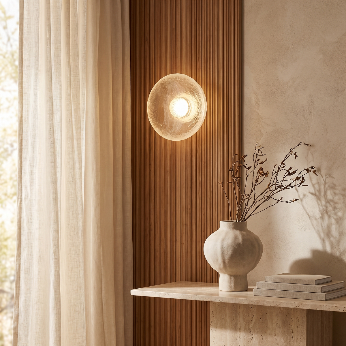 Solveine Minimalist Clear Resin Disc LED Wall Sconce for Hallway Accent Lighting