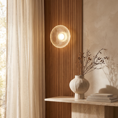 Solveine Minimalist Clear Resin Disc LED Wall Sconce for Hallway Accent Lighting