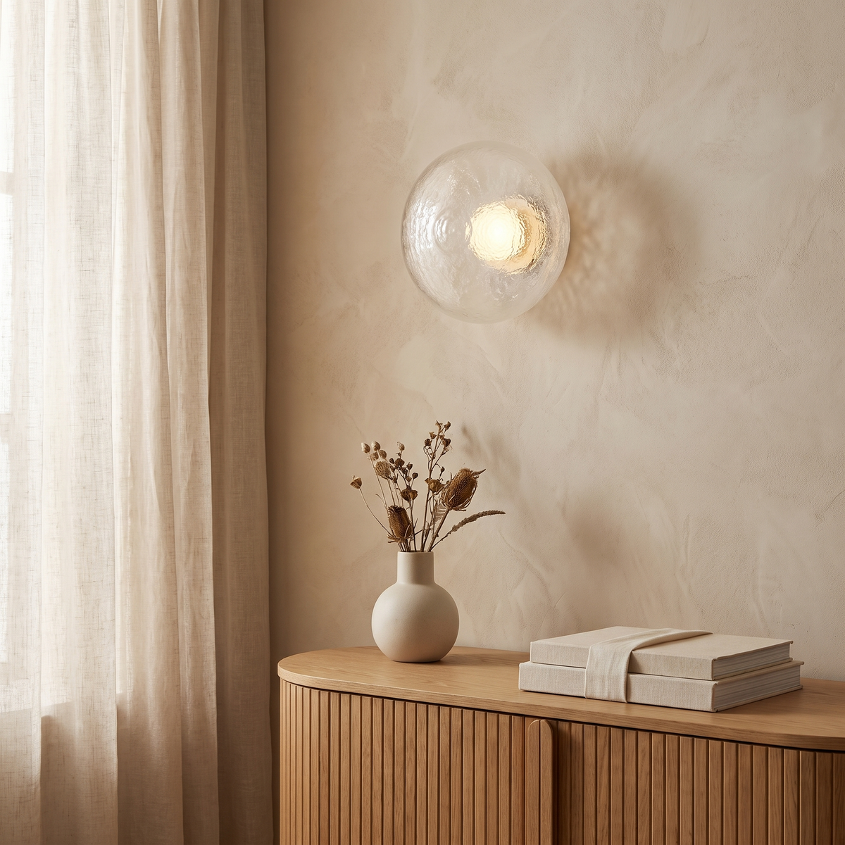 Solveine Minimalist Clear Resin Disc LED Wall Sconce for Hallway Accent Lighting