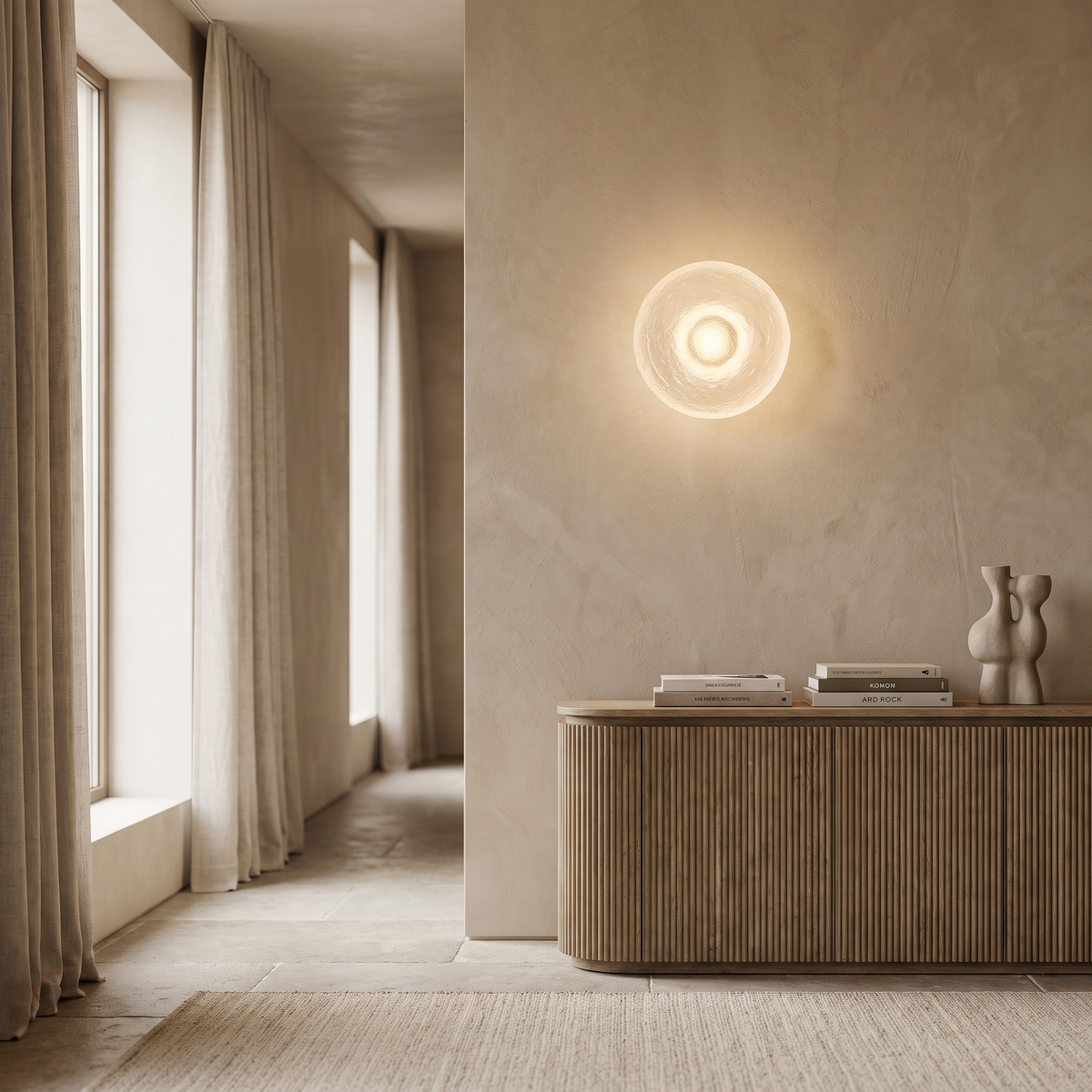 Solveine Minimalist Clear Resin Disc LED Wall Sconce for Hallway Accent Lighting