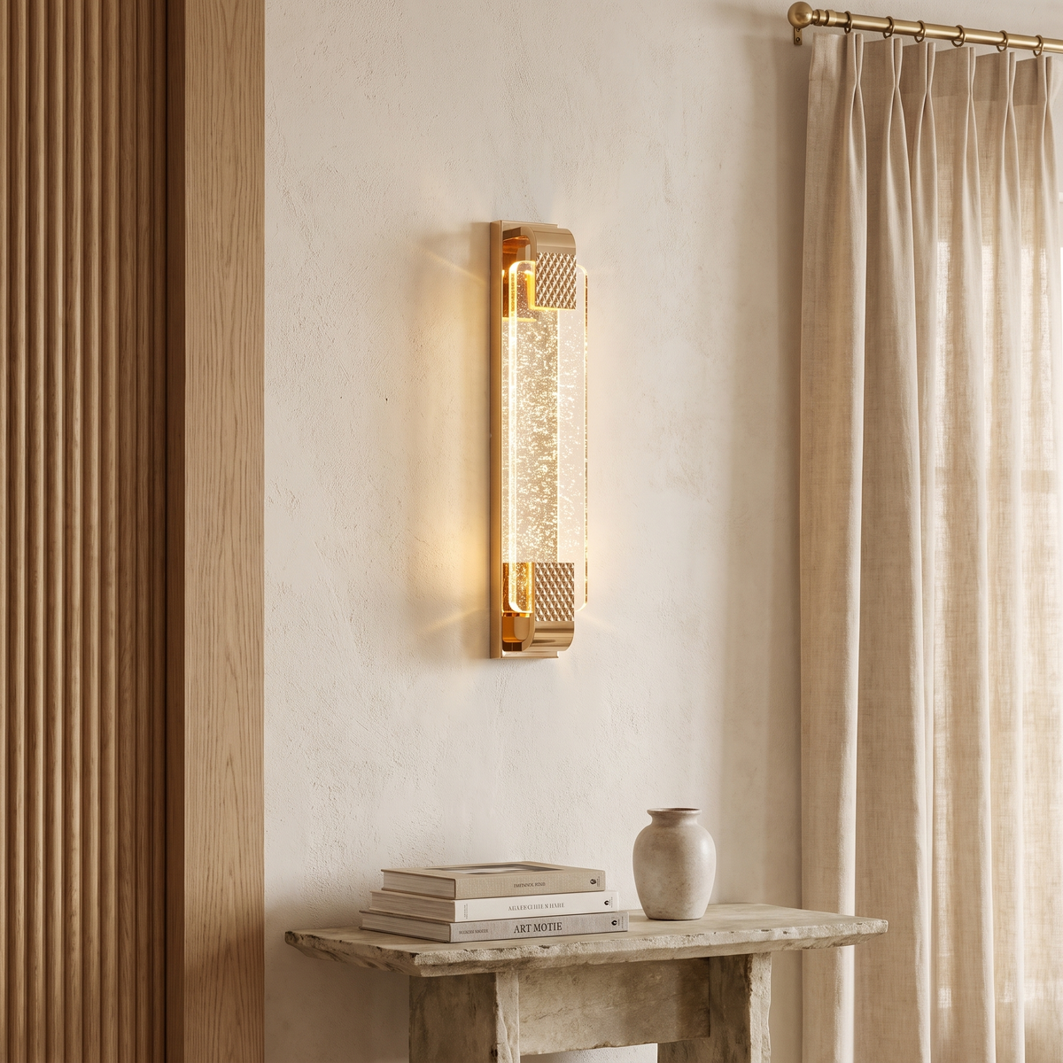 Vallonne European Gold Bubble Crystal LED Wall Sconce for Bedside Reading