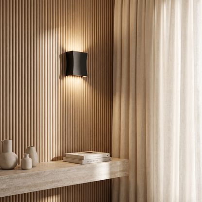 Tempesta Weatherproof Black Metal Column LED Outdoor Wall Light for Patio and Fence