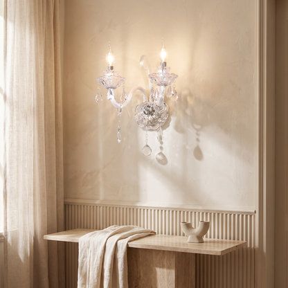 Faroline French Crystal Candelabra Wall Sconce for Bedroom Accent Lighting