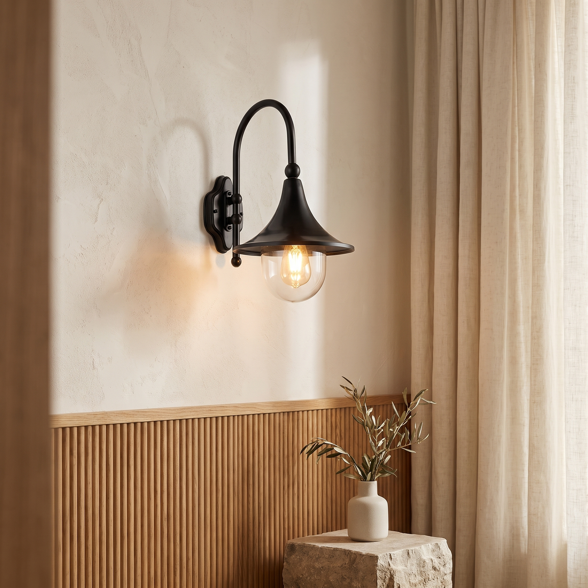 Ivresse Industrial Black Aluminum LED Wall Light Weatherproof for Patio and Porch
