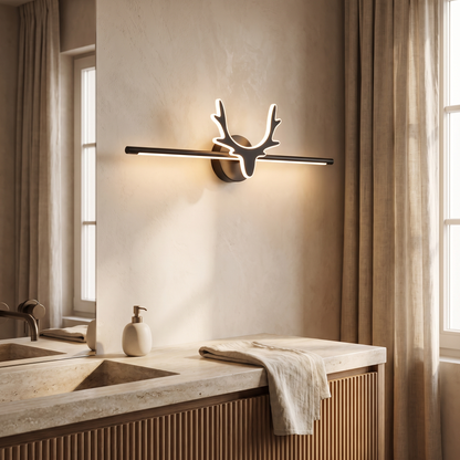 Linselle Scandinavian Black Iron LED Vanity Light Dimmable Deer Motif for Bathroom Mirror