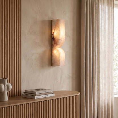Nocturne French White Copper Marble LED Wall Sconce for Hallway and Stairwell Lighting