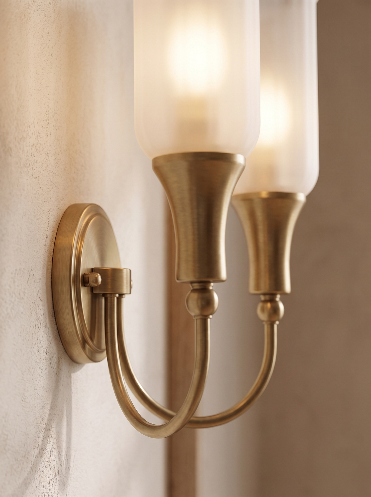 Doveraine wall sconce close up, Clarity, Hand Finished