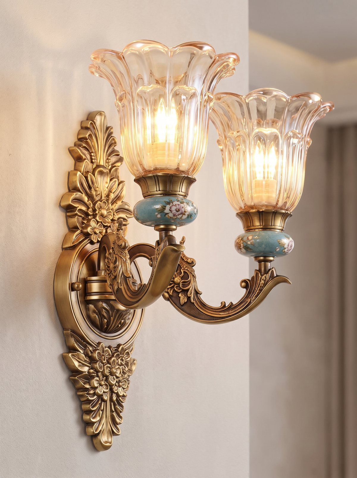 Thessaly wall sconce close up, Decades of Evenings
