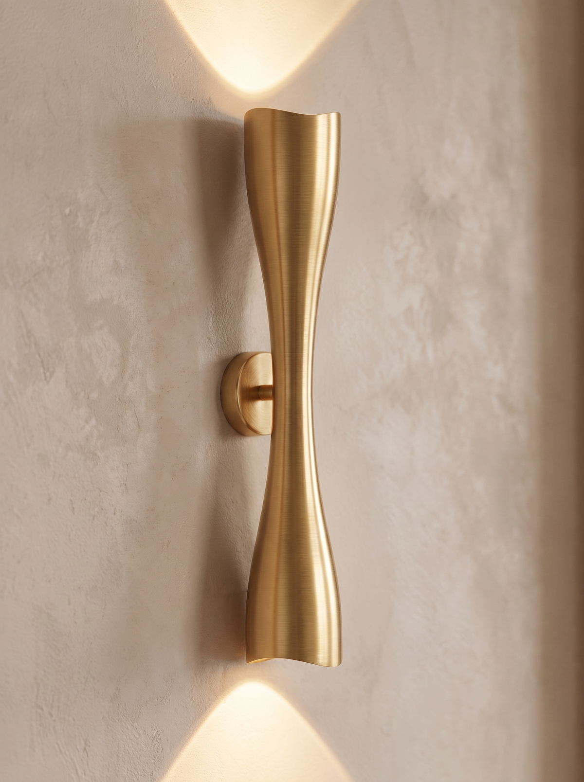Xaverine wall sconce close up, Evenings, Lit Properly