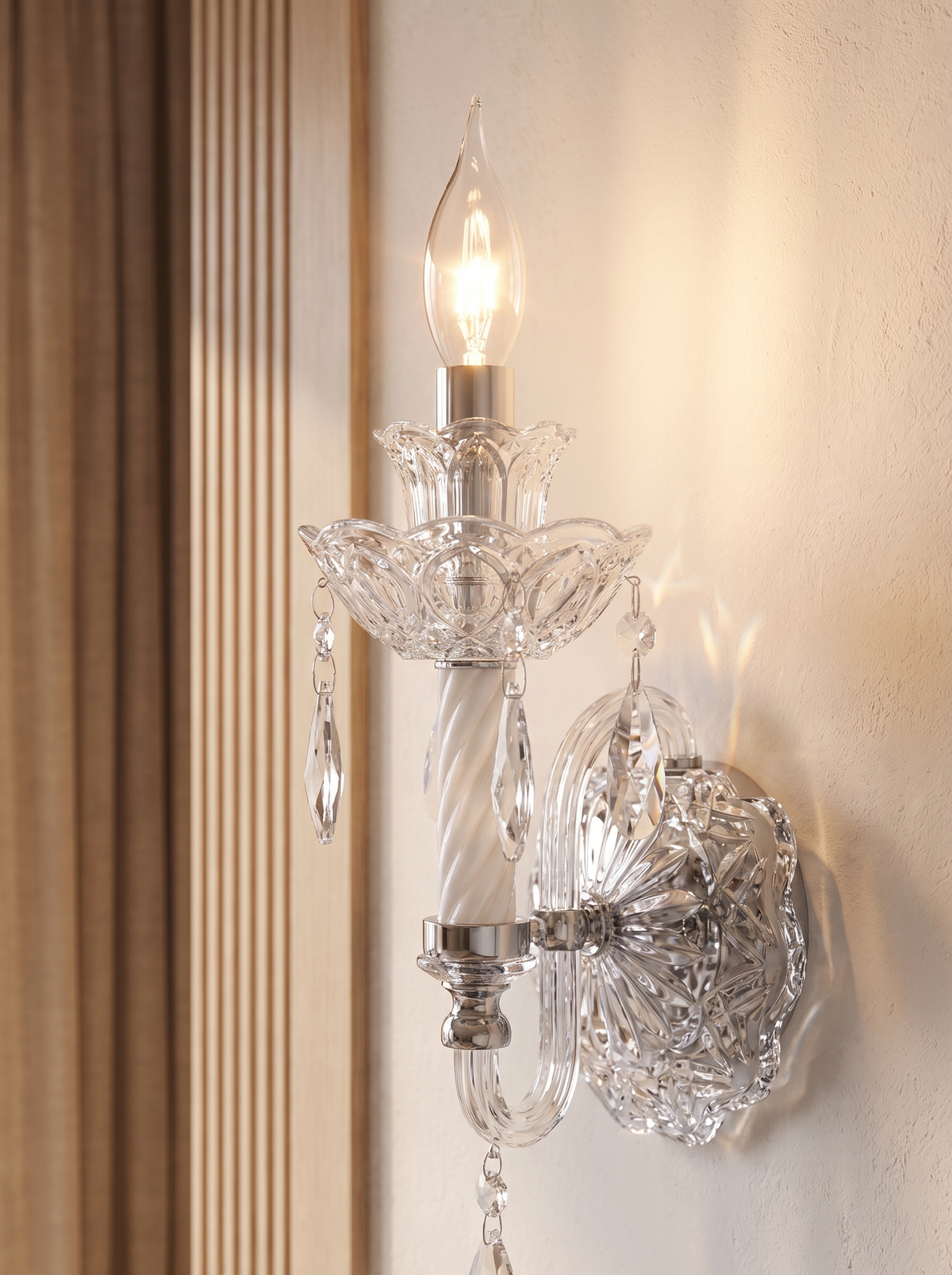 Faroline wall sconce close up, The Last Light of the Night
