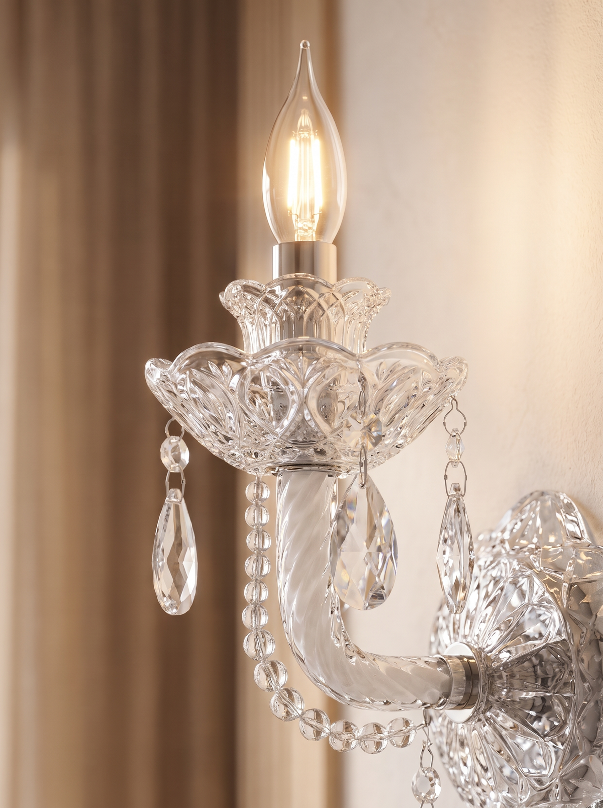 Faroline wall sconce close up, The Cool Warm Glow