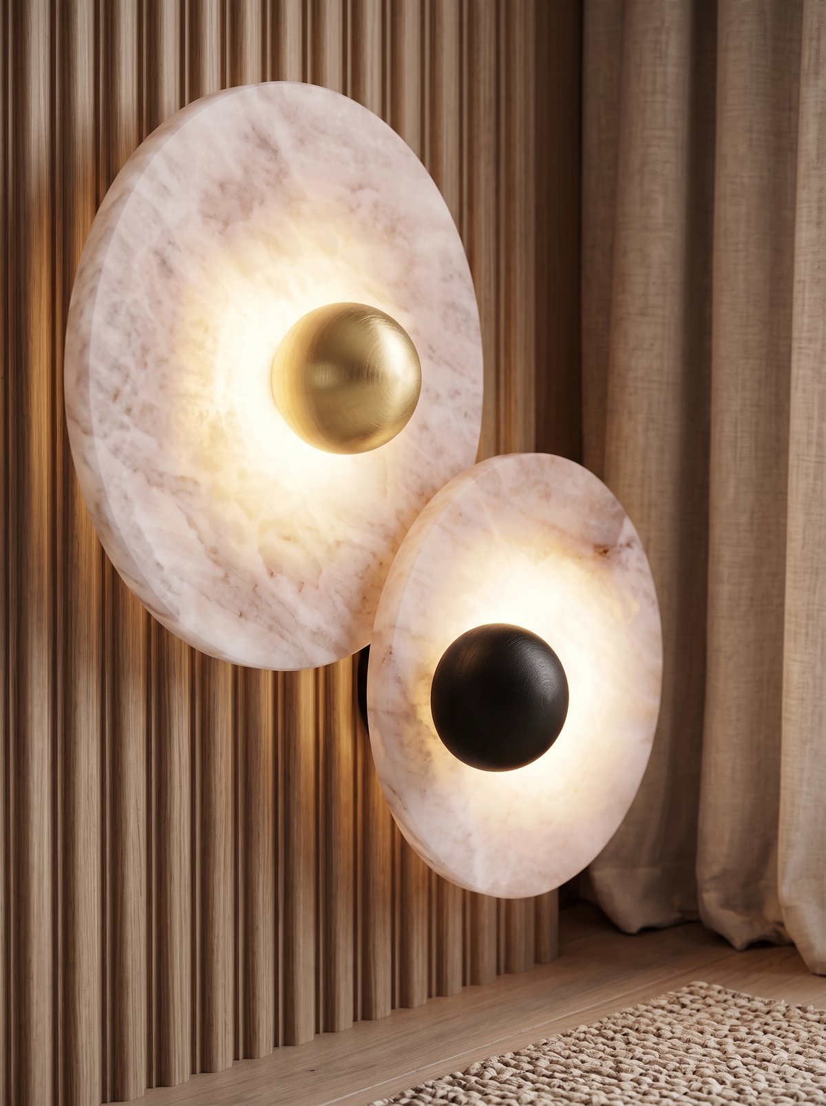 Larkspur wall sconce close up, Evenings, Lit Properly