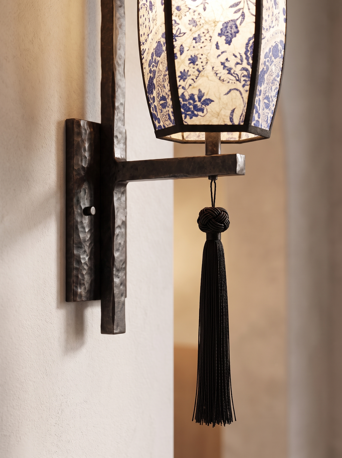 Ostara wall sconce close up, Sculpted in Iron