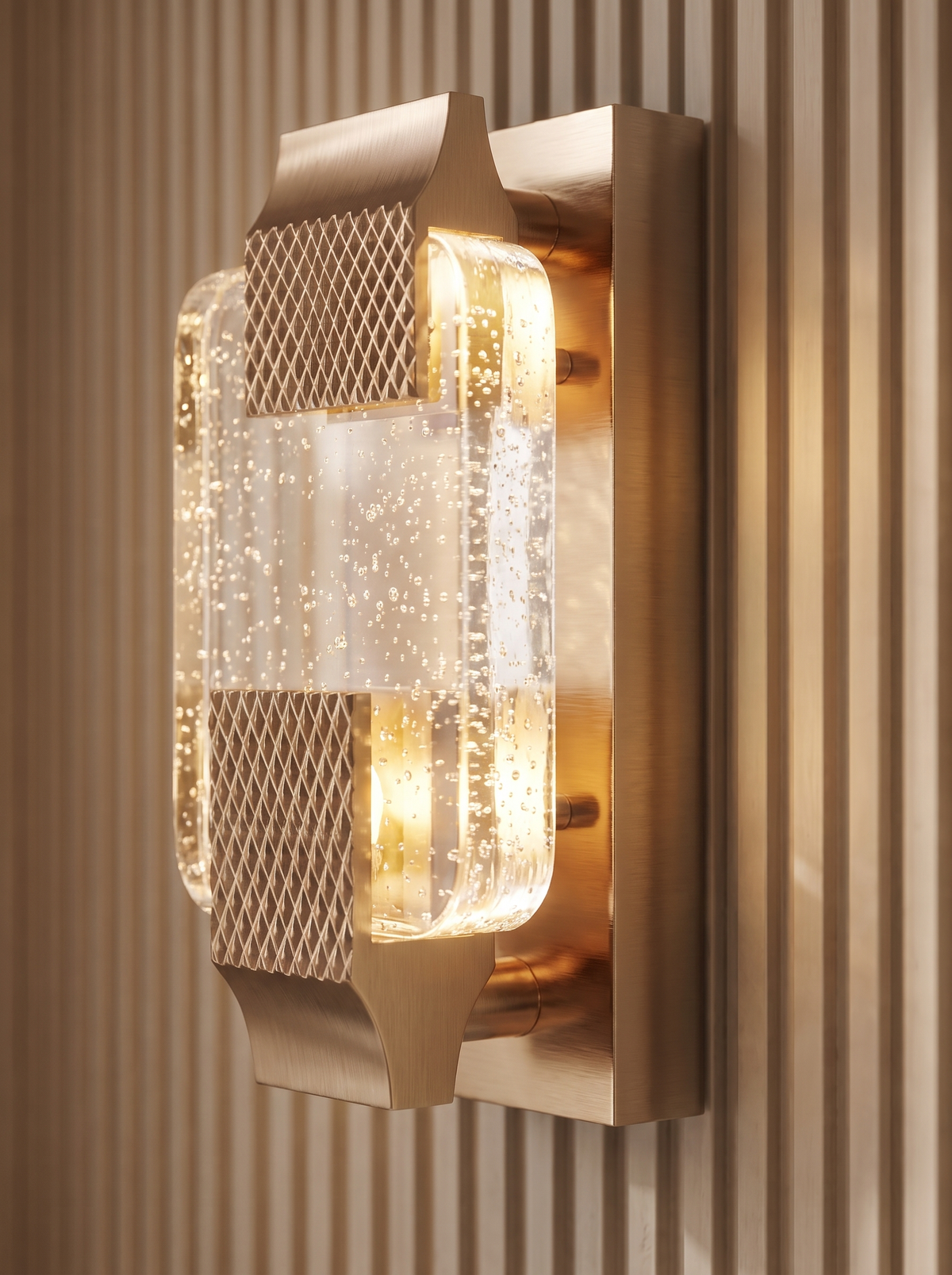 Vallonne wall sconce close up, Bubbles Held in Glass