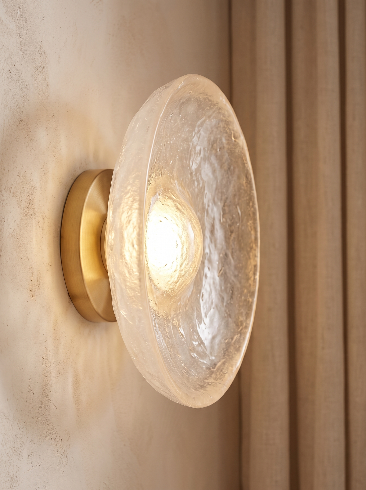 Solveine wall sconce close up, Sculpted in Cast Resin
