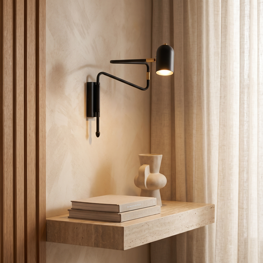 Noemie Nordic Iron Swing Arm Wall Sconce with Long Pole Reach