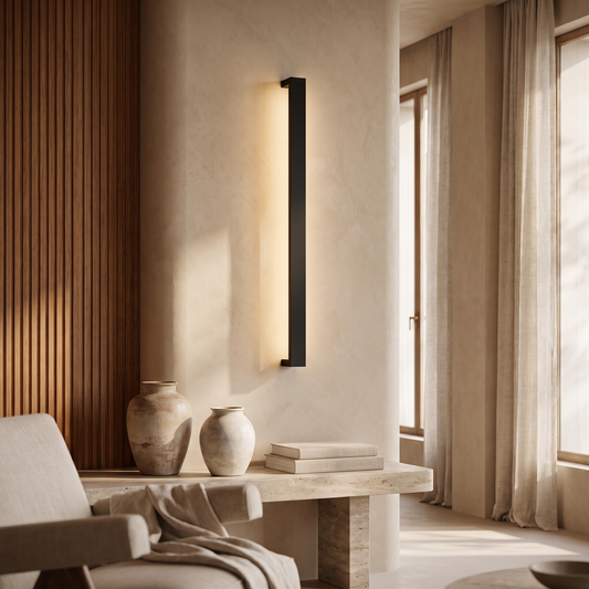 Maelis Retro Black Acrylic Strip LED Wall Sconce Weatherproof for Outdoor Walls