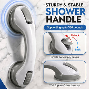 Shower Grab Bar – Strong Suction & No Drill Install | Bathroom Safety Handle For Eldery With Secure Grip
