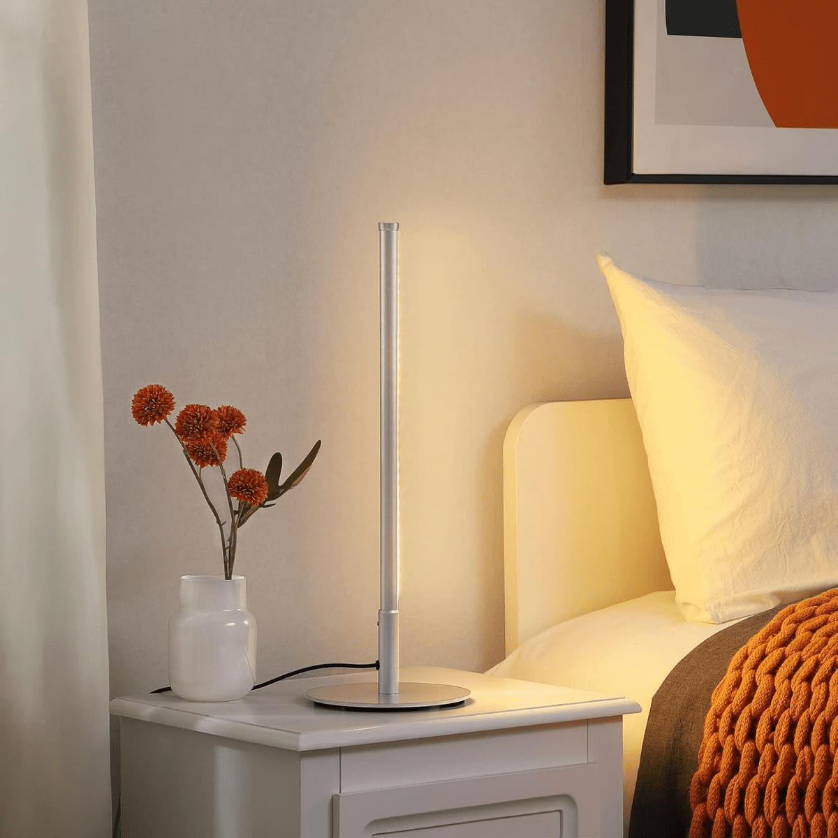 Nervesa Modern Metal LED Table Lamp for Bedroom and Living Room Accent Lighting