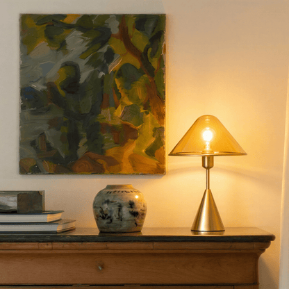 Herriveau Contemporary Bronze Aluminum Table Lamp with Warm to Cool Glow for Dining Room
