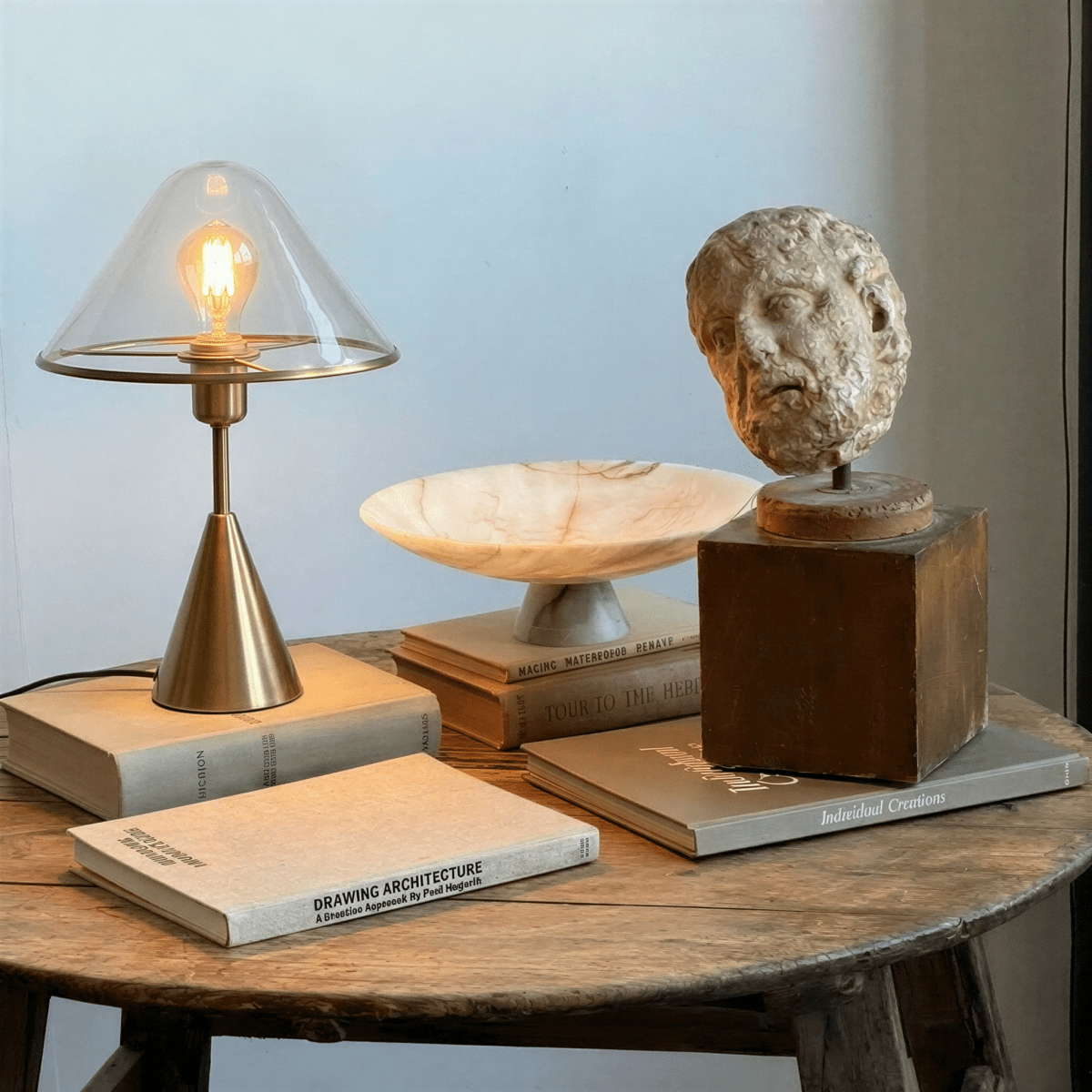 Herriveau Contemporary Bronze Aluminum Table Lamp with Warm to Cool Glow for Dining Room