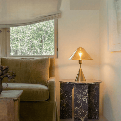 Herriveau Contemporary Bronze Aluminum Table Lamp with Warm to Cool Glow for Dining Room