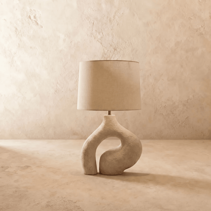 Ysoline Modern Retro Fabric Resin Table Lamp with Replaceable Bulb for Bedroom Ambiance