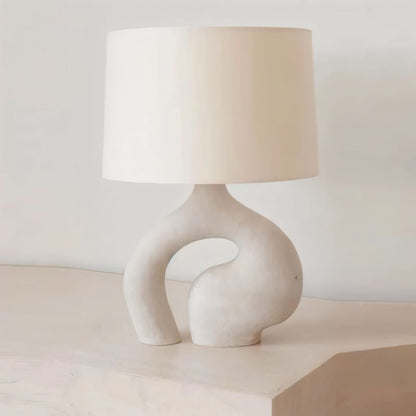 Ysoline Modern Retro Fabric Resin Table Lamp with Replaceable Bulb for Bedroom Ambiance