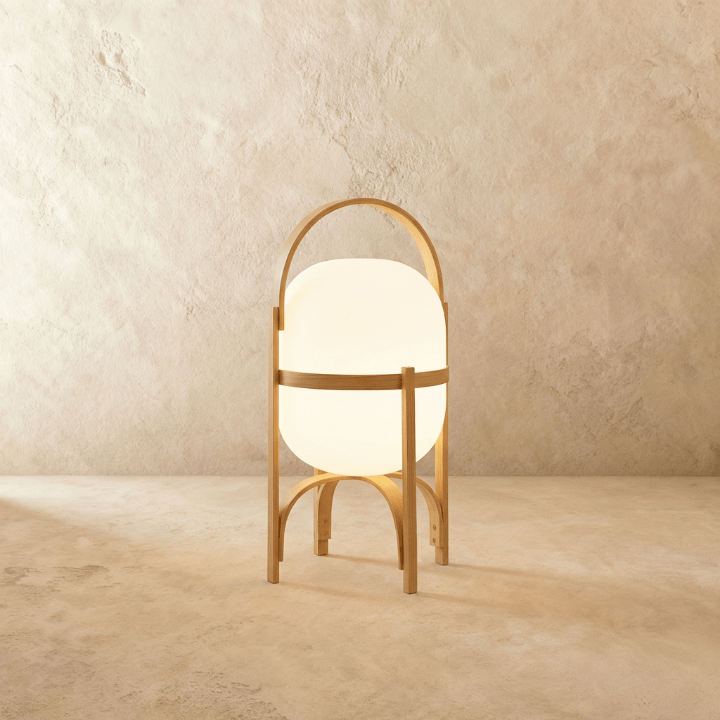 Galante Contemporary Japanese Glass Wood Table Lamp with Warm E27 Glow for Living Room