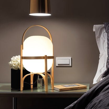 Galante Contemporary Japanese Glass Wood Table Lamp with Warm E27 Glow for Living Room