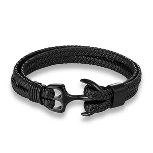 Nautical Anchor Leather Bracelet