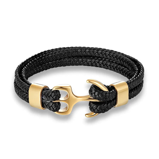 Nautical Anchor Leather Bracelet