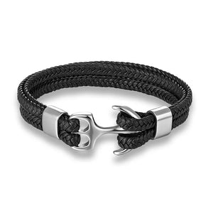 Nautical Anchor Leather Bracelet
